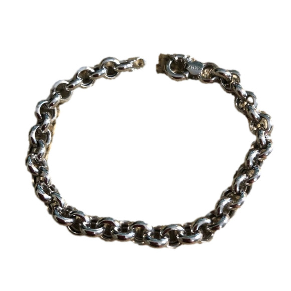 14K White Gold Rolo Link Bracelet from Turkey